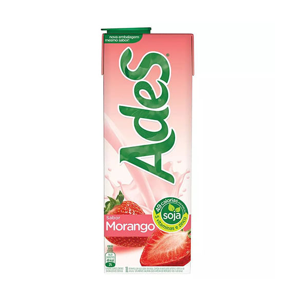 Bebida à Base de Soja ADES Sabor Morango 1l Bebida à Base de Soja ADES Sabor Morango Caixa com Tampa 1l Bebida à Base de Soja ADES Sabor Morango 1l Bebida à Base de Soja ADES Sabor Morango Caixa com Tampa 1l
