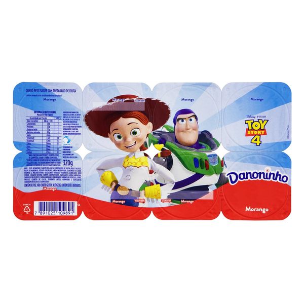 Queijo Petit Suisse Morango Toy Story 4 Danoninho Bandeja 320g 8 Unidades