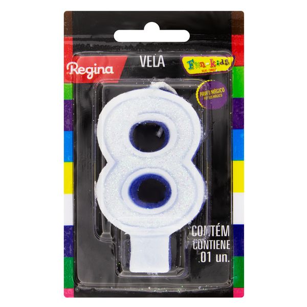Vela de Aniversário com Glitter Azul nº 8 Regina Vela de Aniversário com Glitter Azul nº 8 Regina