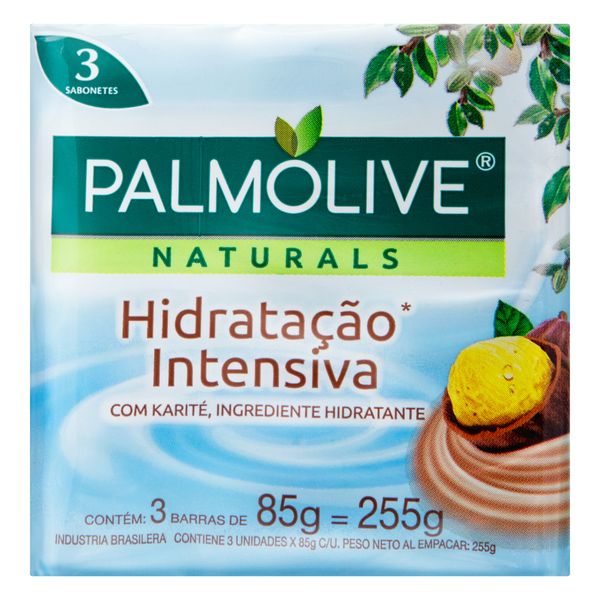 Pack Sabonete em Barra Hidratação Intensiva Palmolive Naturals Cartucho 255g 3 Unidades