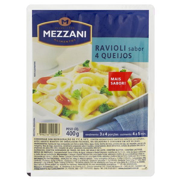 Ravióli 4 Queijos Mezzani Bandeja 400g Ravióli 4 Queijos Mezzani Bandeja 400g