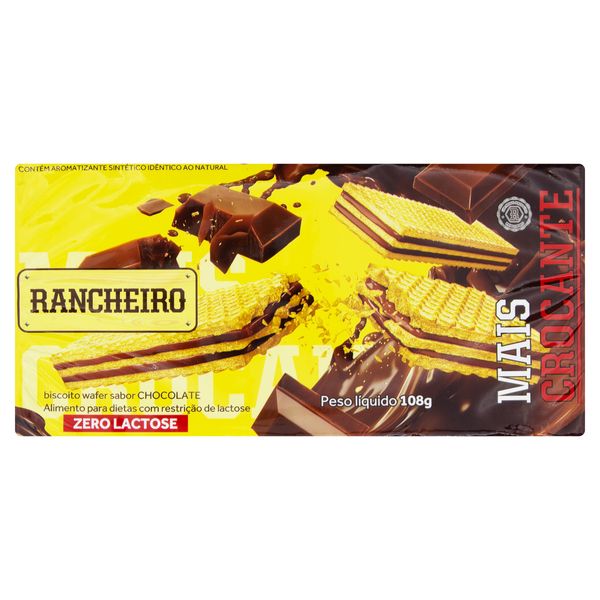 Biscoito Wafer Recheio Chocolate Zero Lactose Rancheiro Pacote 108g