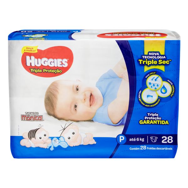 Fralda Descartável Infantil Huggies Tripla Proteção P Pacote 28 Unidades