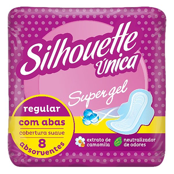 Absorvente com Abas Suave Supergel Silhouette Única Pacote 8 Unidades Absorvente com Abas Suave Supergel Silhouette Única Pacote 8 Unidades