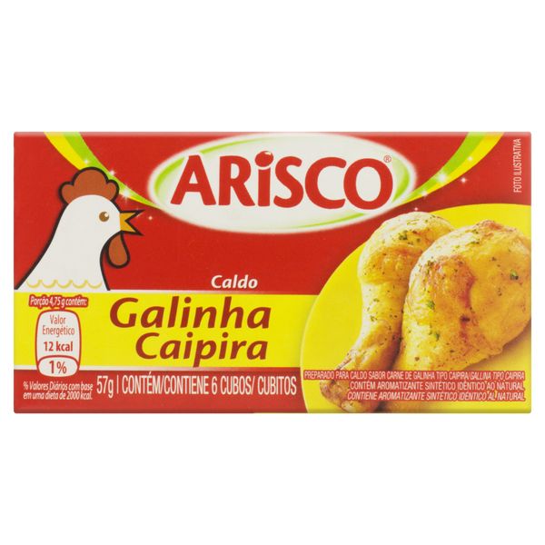 Caldo em Tablete Galinha Caipira Arisco Caixa 57g 6 Unidades Caldo em Tablete Galinha Caipira Arisco Caixa 57g 6 Unidades
