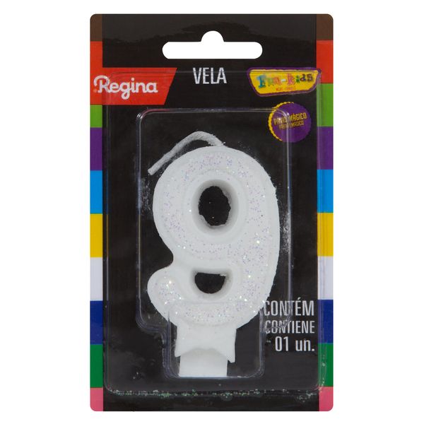 Vela de Aniversário Branca nº 9 Super Glitter Regina Cartela Vela de Aniversário Branca nº 9 Super Glitter Regina Cartela