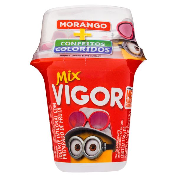Iogurte Integral Morango com Confeito Meu Malvado Favorito 3 Vigor Mix Copo 165g