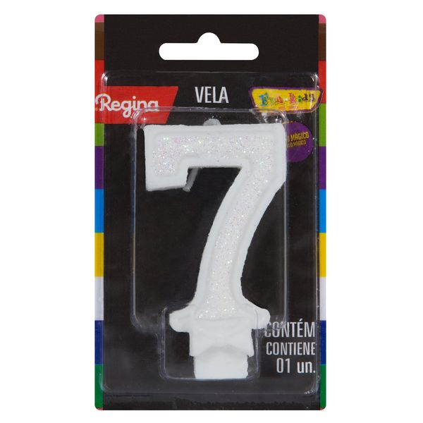 Vela de Aniversário Branca nº 7 Super Glitter Regina Cartela Vela de Aniversário Branca nº 7 Super Glitter Regina Cartela