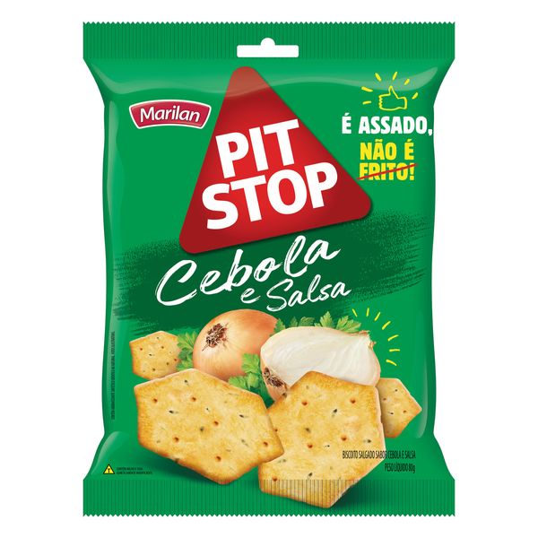 Biscoito Cebola e Salsa Marilan Pit Stop Pacote 80g Biscoito Cebola e Salsa Marilan Pit Stop Pacote 80g
