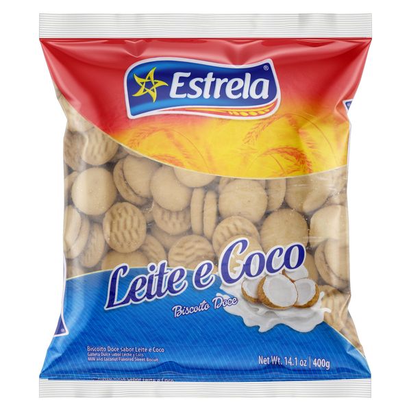 Biscoito Leite e Coco Estrela Pacote 400g