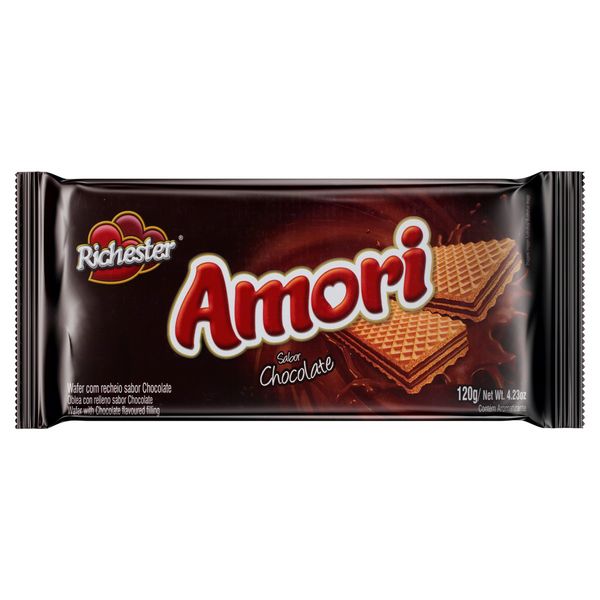 Biscoito Wafer Recheio Chocolate Richester Amori Pacote 120g
