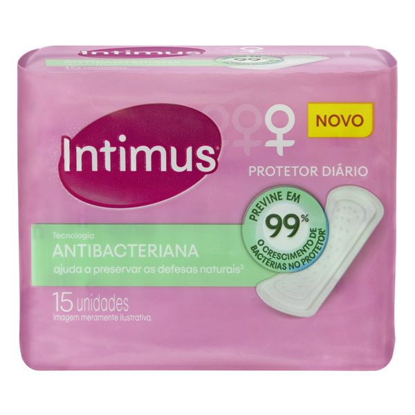 Protetor Diário sem Abas Intimus Antibacteriana Pacote 15 Unidades