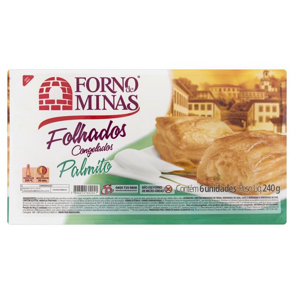Folhado Congelado Palmito Forno de Minas Bandeja 240g 6 Unidades Folhado Congelado Palmito Forno de Minas Bandeja 240g 6 Unidades
