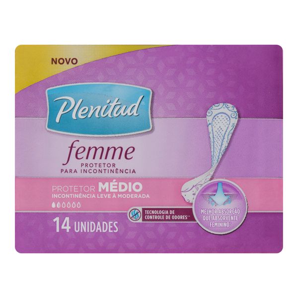 Protetor Diário sem Abas Médio Plenitud Femme Pacote 14 Unidades
