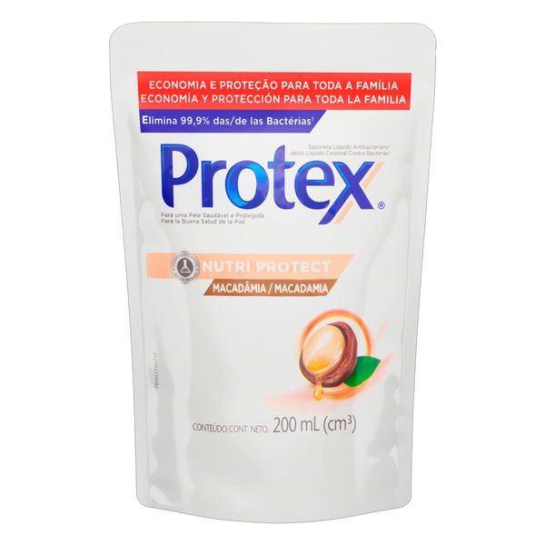 Sabonete Líquido Antibacteriano Macadâmia Protex Nutri Protect Sachê 200ml Refil