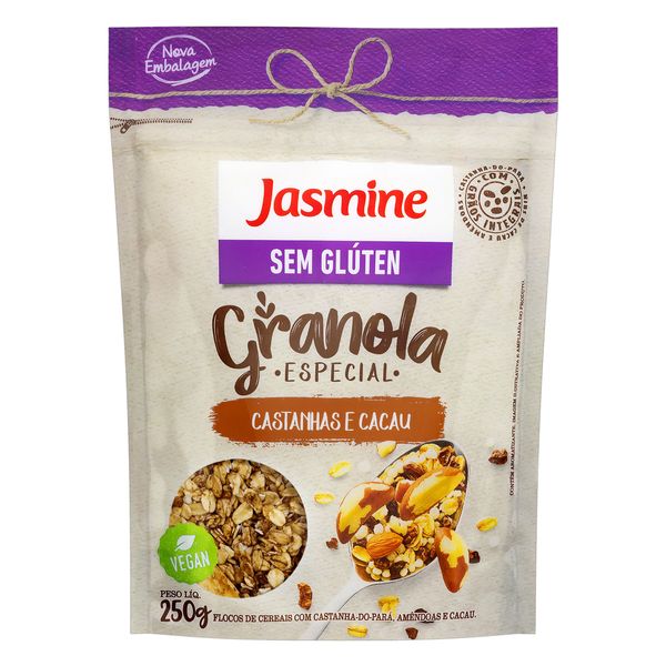 Granola Castanhas e Cacau sem Glúten Jasmine Especial Pouch 250g