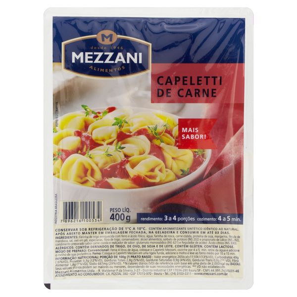Capeletti Carne Mezzani Bandeja 400g Capeletti Carne Mezzani Bandeja 400g