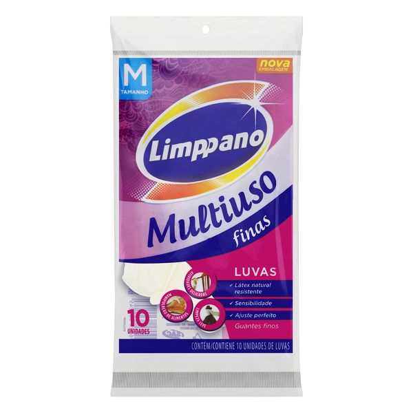 Luva Fina Multiuso Limppano M 10 Unidades