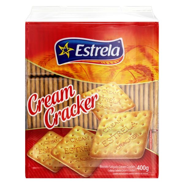 Biscoito Cream Cracker Estrela Pacote 400g Biscoito Cream Cracker Estrela Pacote 400g
