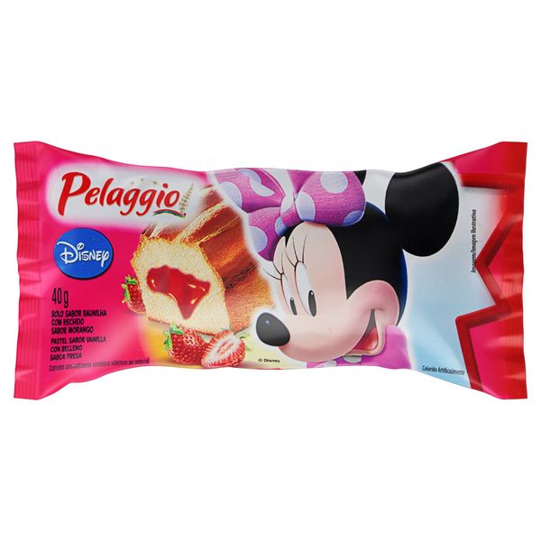 Bolo Baunilha Recheio Morango Pelaggio Disney Pacote 40g