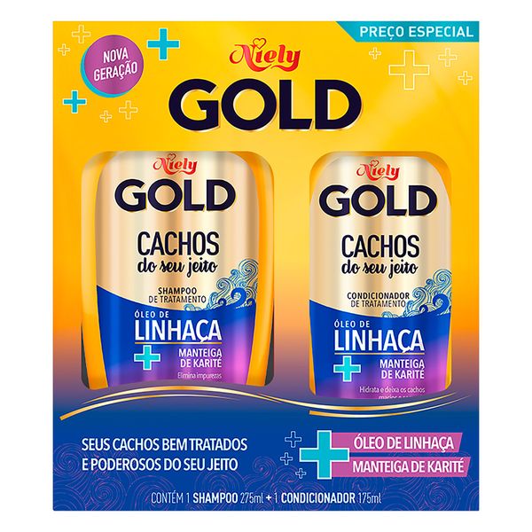 Kit Shampoo 275ml + Condicionador 175ml Niely Gold Cachos do Seu Jeito