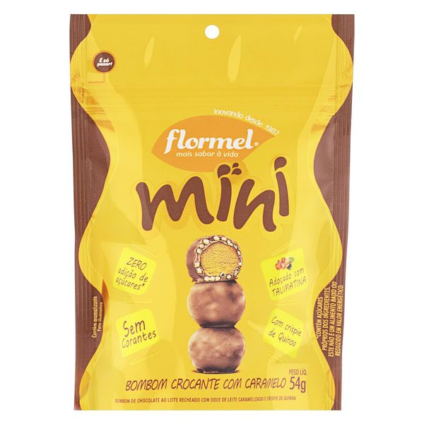 Mini Bombom Crocante com Caramelo Flormel Pouch 54g