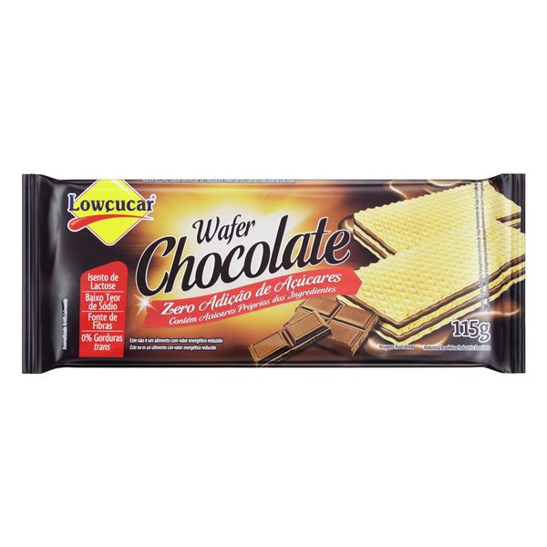 Biscoito Wafer Recheio Chocolate Zero Lactose Lowçucar Pacote 115g