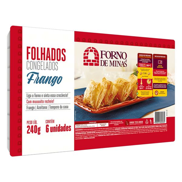 Folhado Congelado Frango Forno de Minas Bandeja 240g 6 Unidades Folhado Congelado Frango Forno de Minas Bandeja 240g 6 Unidades
