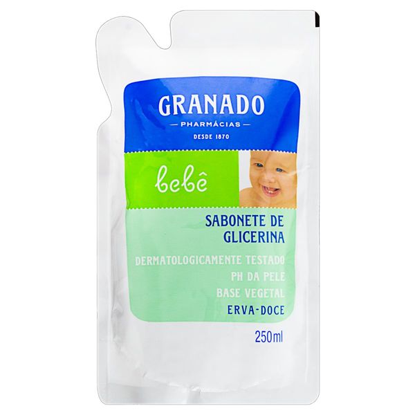 Sabonete Líquido de Glicerina Erva-Doce Granado Bebê Sachê 250ml Refil