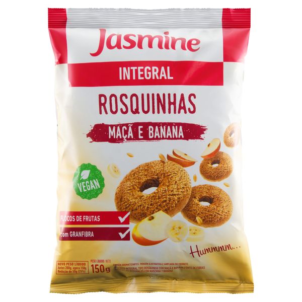 Biscoito Rosquinha Integral Maçã e Banana Jasmine Pacote 150g