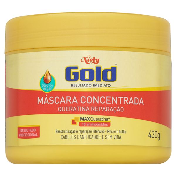 Máscara Concentrada Niely Gold Queratina Reparação Pote 430g