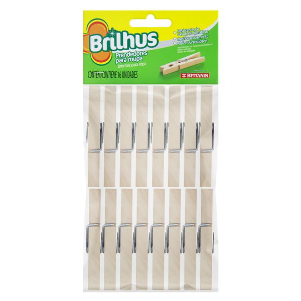 Prendedor de Roupa Madeira Brilhus 16 Unidades Prendedor de Roupa Madeira Brilhus 16 Unidades