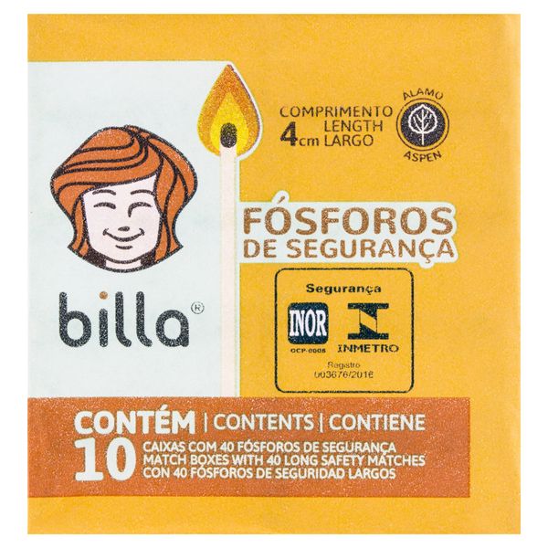 Fósforo de Segurança Billa 4cm 10 Unidades Fósforo de Segurança Billa 4cm 10 Unidades