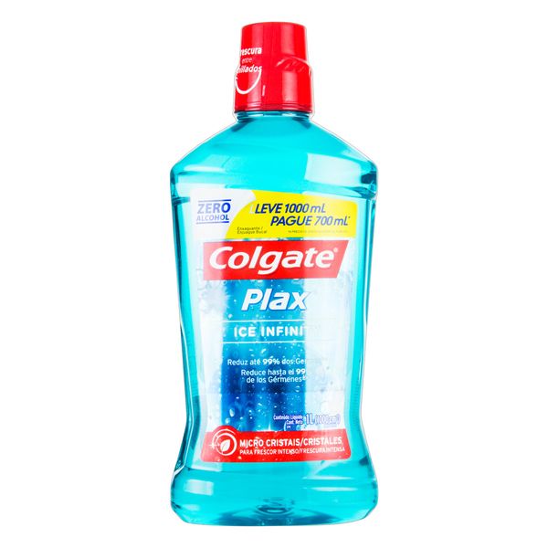 Enxaguante Bucal Zero Álcool Ice Infinity Colgate Plax Frasco Leve 1000ml Pague 700ml