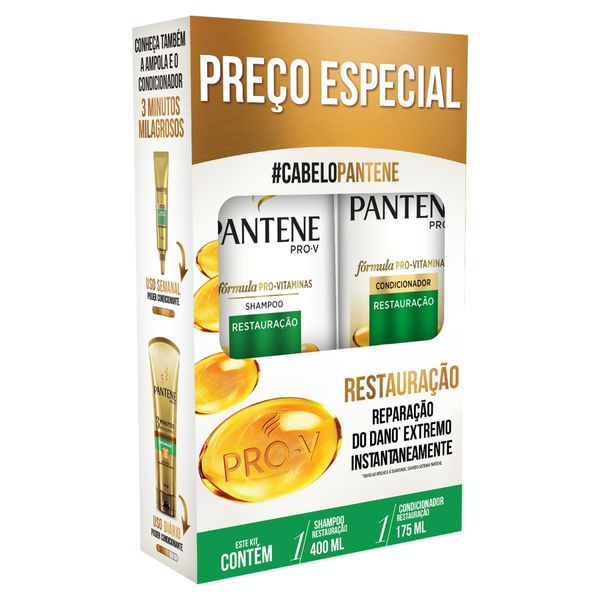 Kit Shampoo 400ml + Condicionador 175ml Pantene Restauração Kit Shampoo 400ml + Condicionador 175ml Pantene Restauração