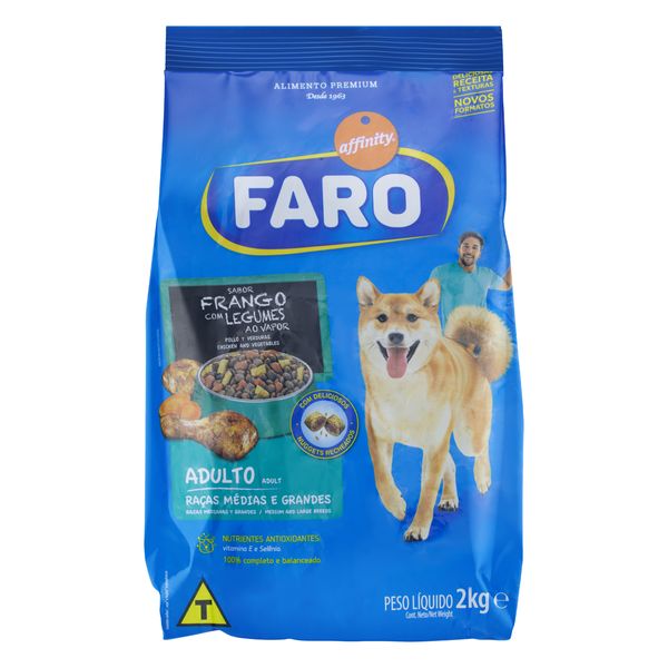 Alimento para Cães Adultos Raças Médias e Grandes Frango com Legumes Affinity Faro Pacote 2kg