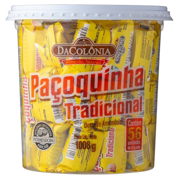 Pack Paçoquinha Tradicional DaColônia Pote 1008g 56 Unidades