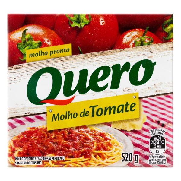 Molho de Tomate Peneirado Tradicional Quero Caixa 520g Molho de Tomate Peneirado Tradicional Quero Caixa 520g