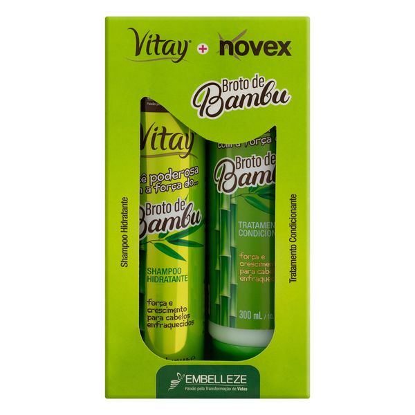 Kit Shampoo Hidratante + Tratamento Condicionante Vitay Novex Broto de Bambu 300ml Cada