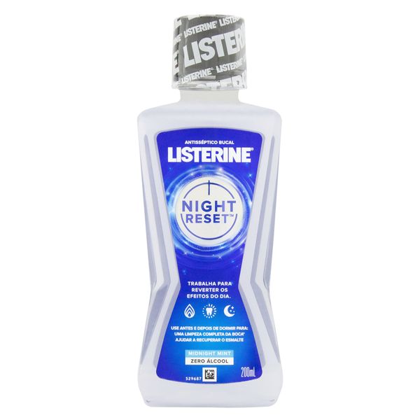 Enxaguante Bucal Antisséptico Zero Álcool Midnight Mint Listerine Night Reset Frasco 200ml