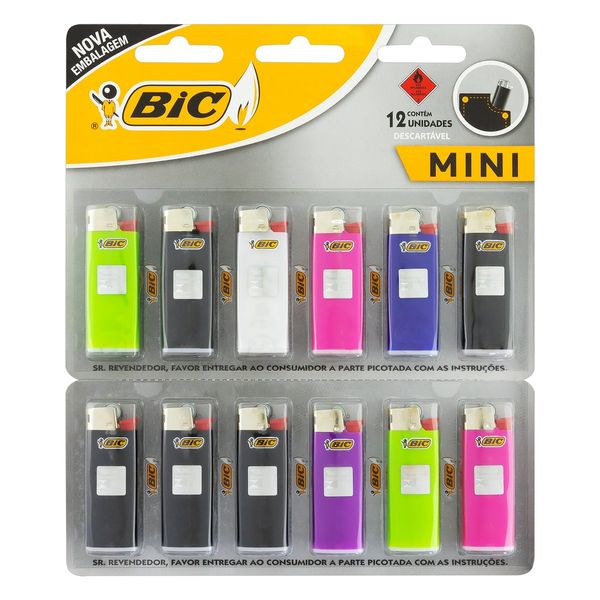 Isqueiro Descartável Mini J5 Bic Blister 12 Unidades Isqueiro Descartável Mini J5 Bic Blister 12 Unidades
