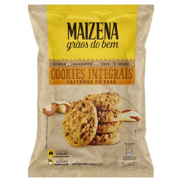 Biscoito Cookie Integral Castanha do Pará Maizena Grãos do Bem Pacote 120g