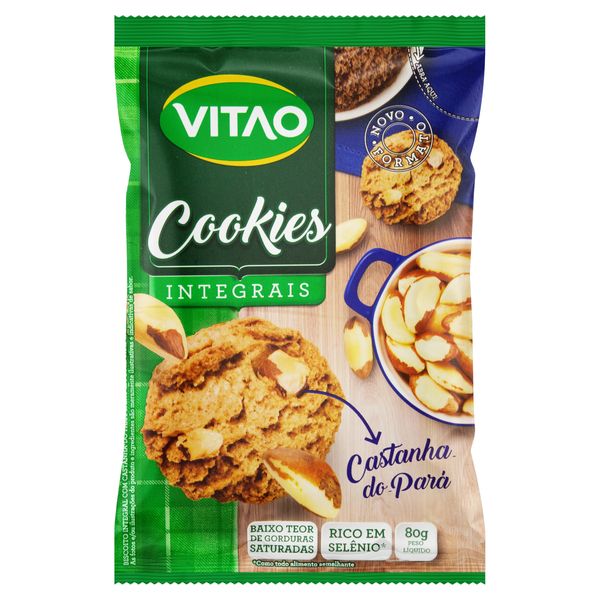 Biscoito Cookie Integral Castanha-do-Pará Vitao Pacote 80g