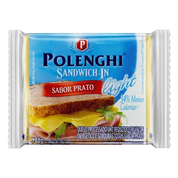 Queijo Processado UHT Prato Light Polenghi Sandwich-In 144g 8 Unidades