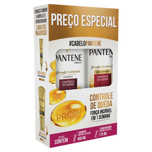 Kit Shampoo 400ml + Condicionador 175ml Pantene Controle de Queda Kit Shampoo 400ml + Condicionador 175ml Pantene Controle de Queda