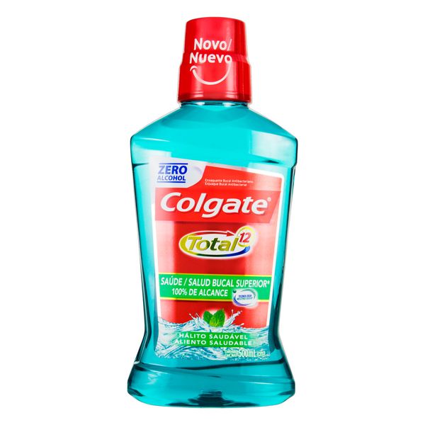 Enxaguante Bucal Antibacteriano Zero Álcool Colgate Total 12 Hálito Saudável Frasco 500ml