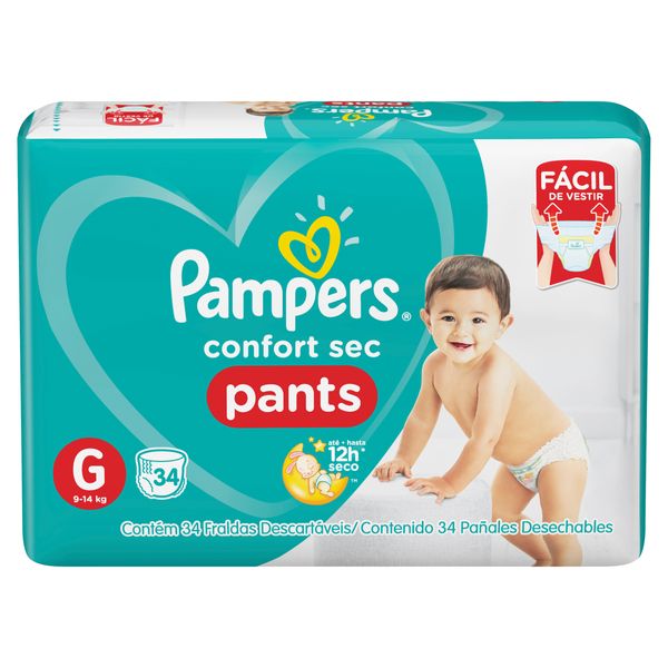 Fralda Descartável Infantil Pants Pampers Confort Sec G Pacote 34 Unidades