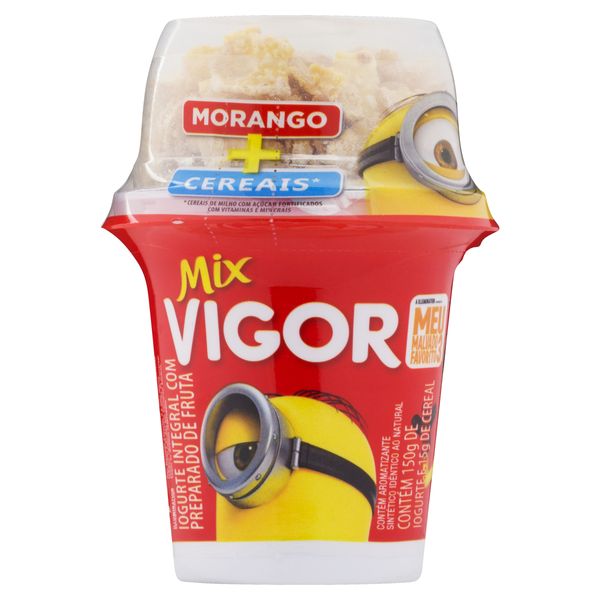 Iogurte Integral Morango com Cereais Meu Malvado Favorito 3 Vigor Mix Copo 165g
