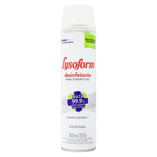 Desinfetante LYSOFORM 360 Desinfetante Bactericida LYSOFORM Original Spray 360ml