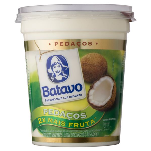 Iogurte Integral com Pedaços de Fruta Coco  BATAVO 500 Iogurte Integral com Pedaços de Fruta Coco BATAVO Pote 500g